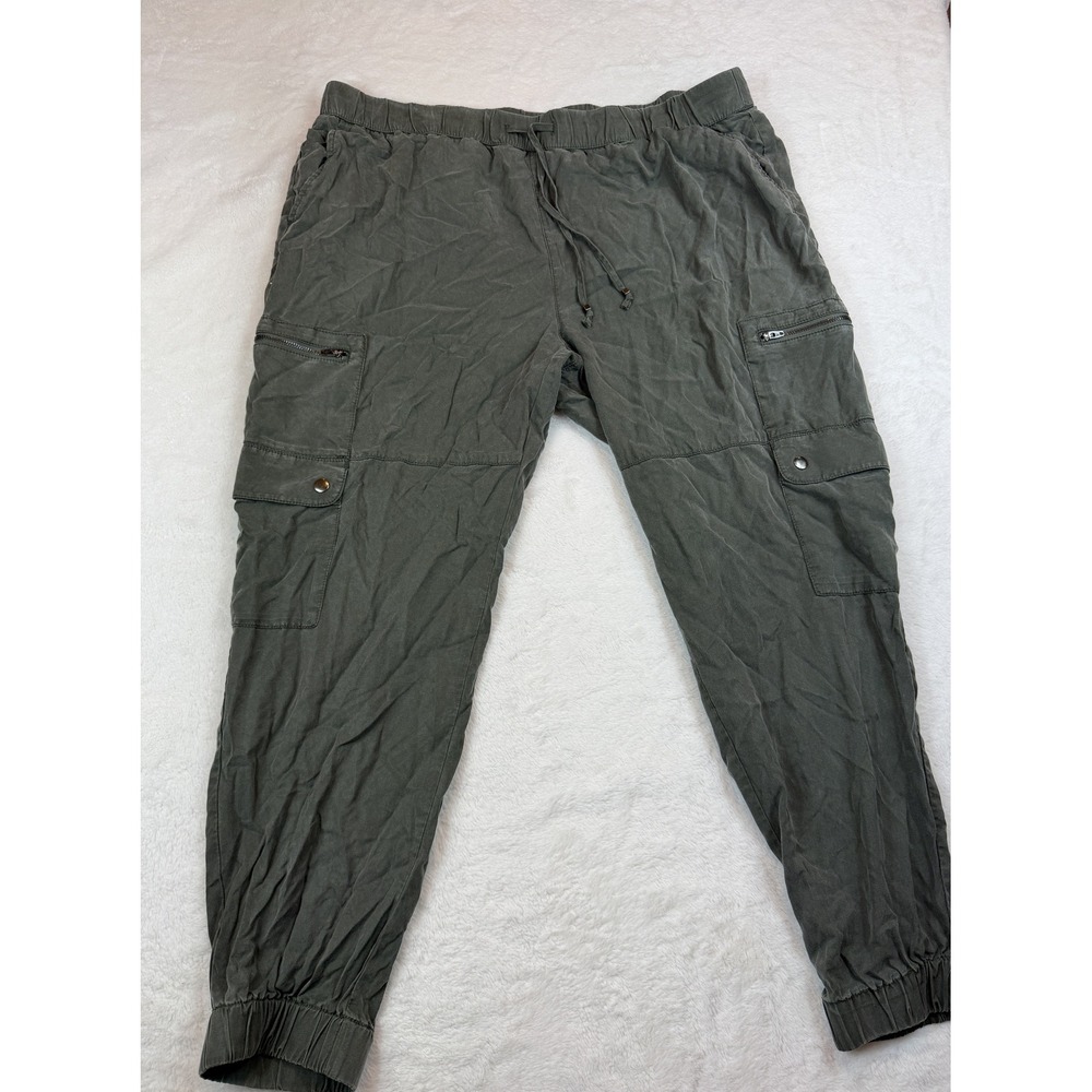 Banana Republic Olive Green Lyocell Cropped Cargo Pants XL Utility Jogger 536089